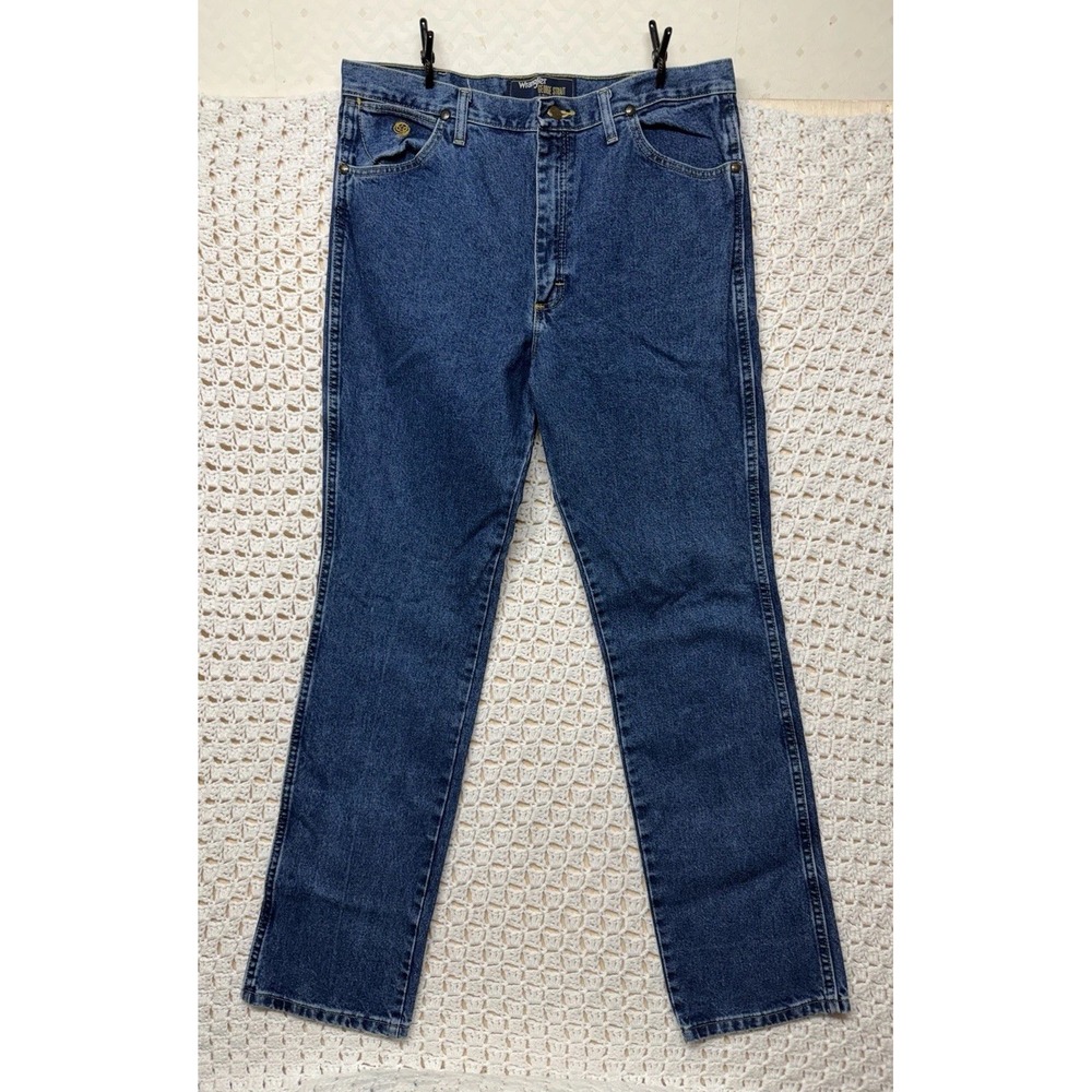 Wrangler George Strait Jeans Mens 36x34 Blue Denim Straight Leg 100%Cotton